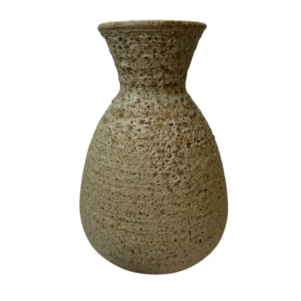 Vintage Studio Pottery Stoneware Vase Signed Modern Organic Neutral Home Decor